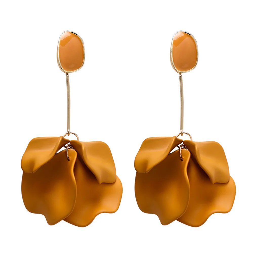 Женские серьги с акриловыми лепестками длинные масляными каплями 2019 | Украшения