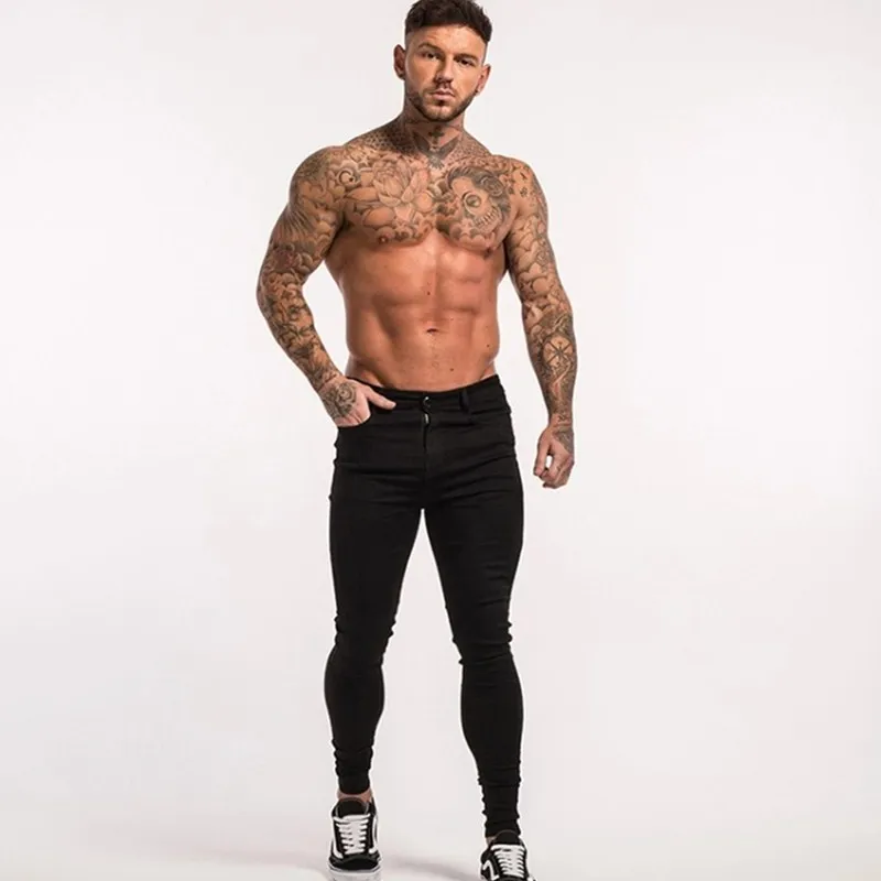 Men's New Large Size S-3XL Spring Autumn Leisure Pure Color Slim Retro Trend In Waist Wash Jeans Pants