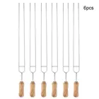 U-образная вилка для барбекю, вилка для барбекю из нержавеющей стали, деревянная ручка, ЖАРКОЕ БАРБЕКЮ игла, шпажки, вилки, Шпажки для барбекю