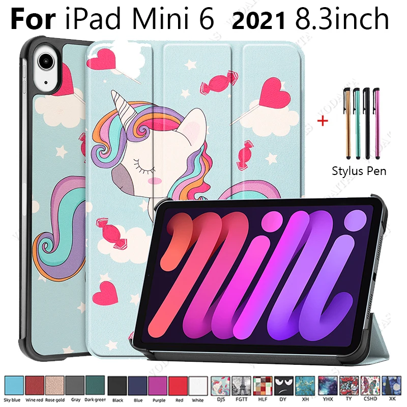 

Case for iPad i Pad mini 6 6th Generation 2021 8.3 inch Fashion Painted Magnetic Shell for New iPad mini 6 mini6 2021 Case Cover