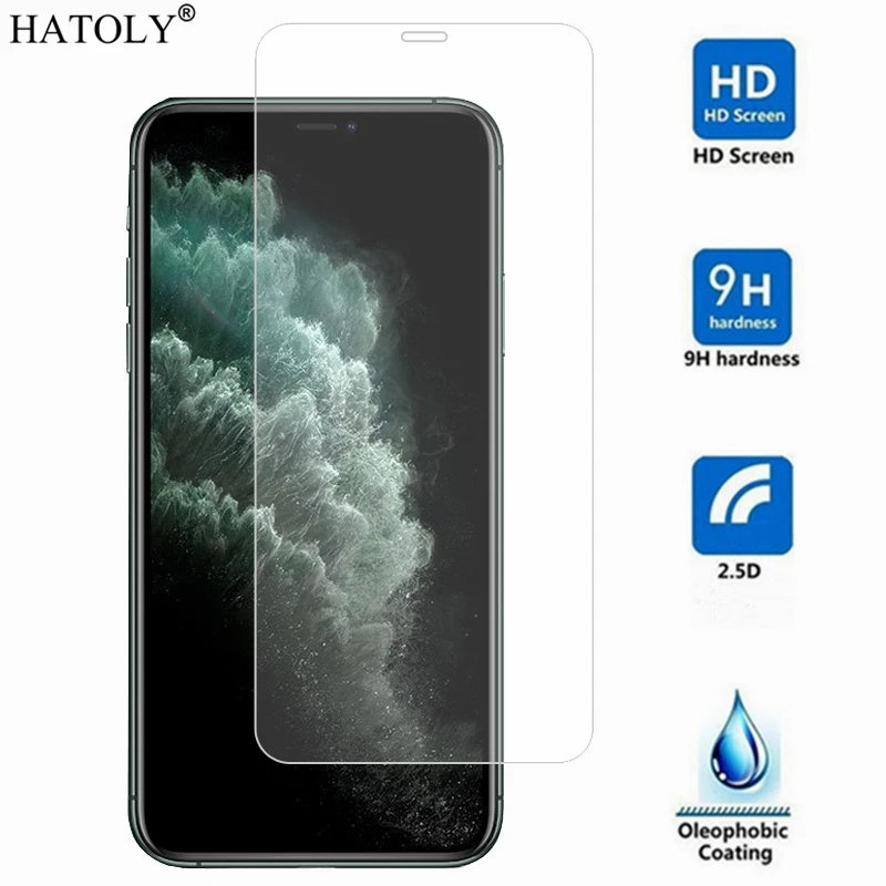 Protector de pantalla de vidrio templado para iPhone 11, pel&iacute;cula protectora de tel&eacute;fono con pegamento completo 9H HD, 2 uds.-1