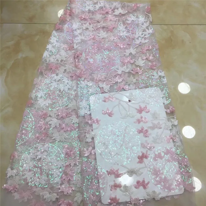 

Multicolor New Arrival sequins Lace Fabric Nigerian Lace High Quality African French Tulle Lace Fabric for Bridal Lace Material