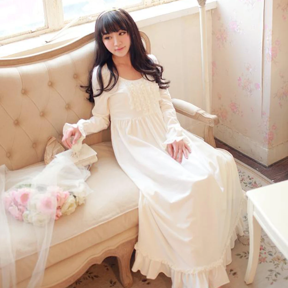 Высококачественная брендовая ночная рубашка для женщин с длинным рукавом осени