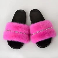 summer ladies sandals and slippers fashionable all match mink leather shoes comfortable pvc sole flat casual slippers