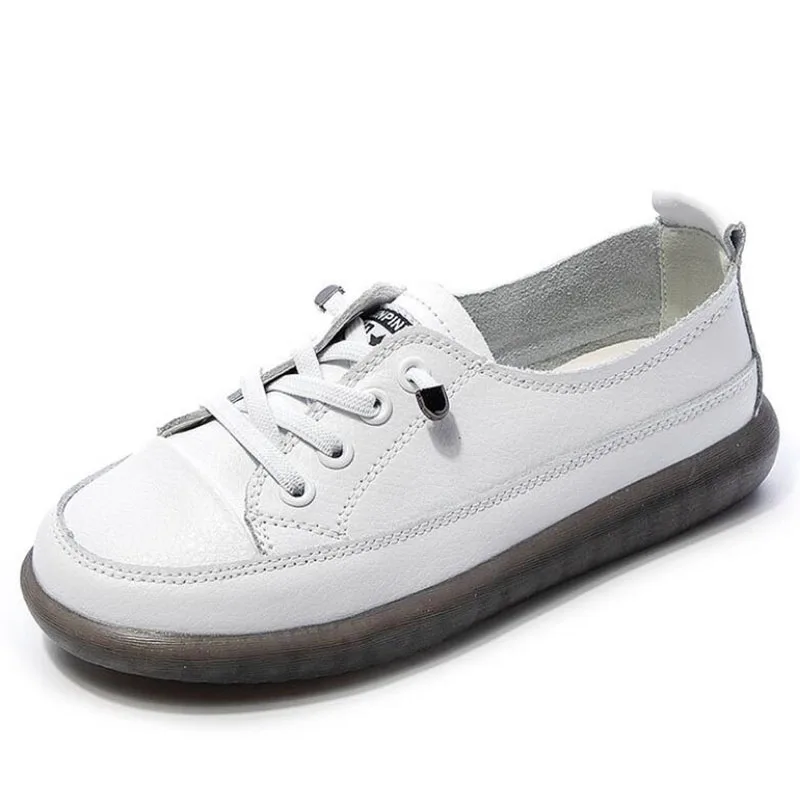 Женские балетки на плоской подошве мокасины из натуральной кожи без застежки