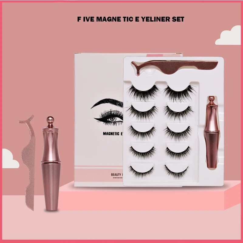 

Magnetic Eyelashes 3D Natural Magnet False Lashes Waterproof Long Lasting Liquid Eyeliner Lash Sets Tweezer Set Makeup Tools