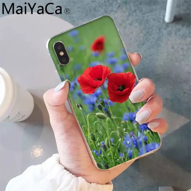

MaiYaCa Pink Red Floral Aesthetic Leaf Soft Rubber Phone Cover for iPhone 12 8 7 6 6S Plus X XS MAX 5 5S SE XR 12 11 pro promax