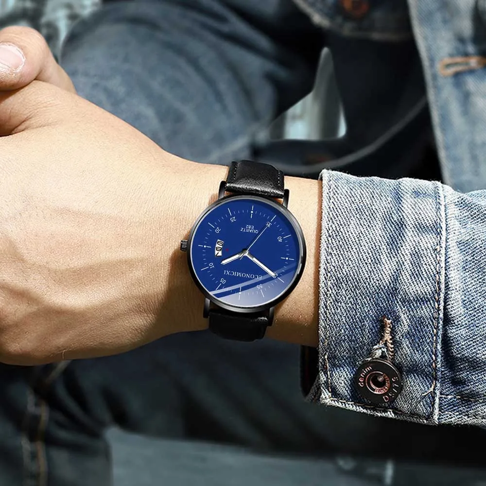 Fashion Men Watch Calendar Sports Creative Geometric Round Belt Quartz Function Clock erkek kol saati | Наручные часы