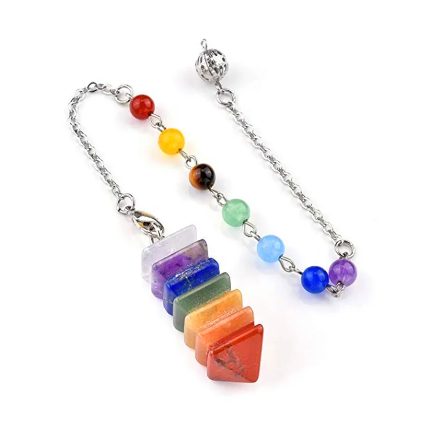 FYJS уникальный посеребренный пирамидальный слой 7 цветов кварцевая подвеска в