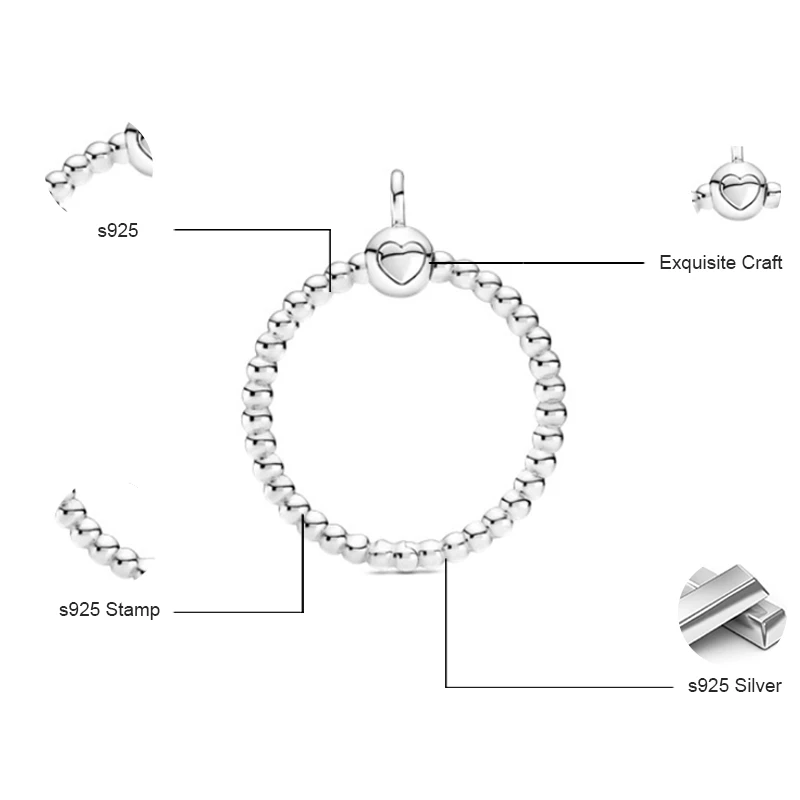 

Authentic 925 Sterling Silver Pave Moments O Pendant Carrier Charms Fits Pdora Necklace For Women Jewelry DIY Making