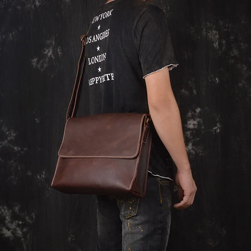 Сумка на плечо новинка первый слой Воловья кожа ручная работа crazy horse