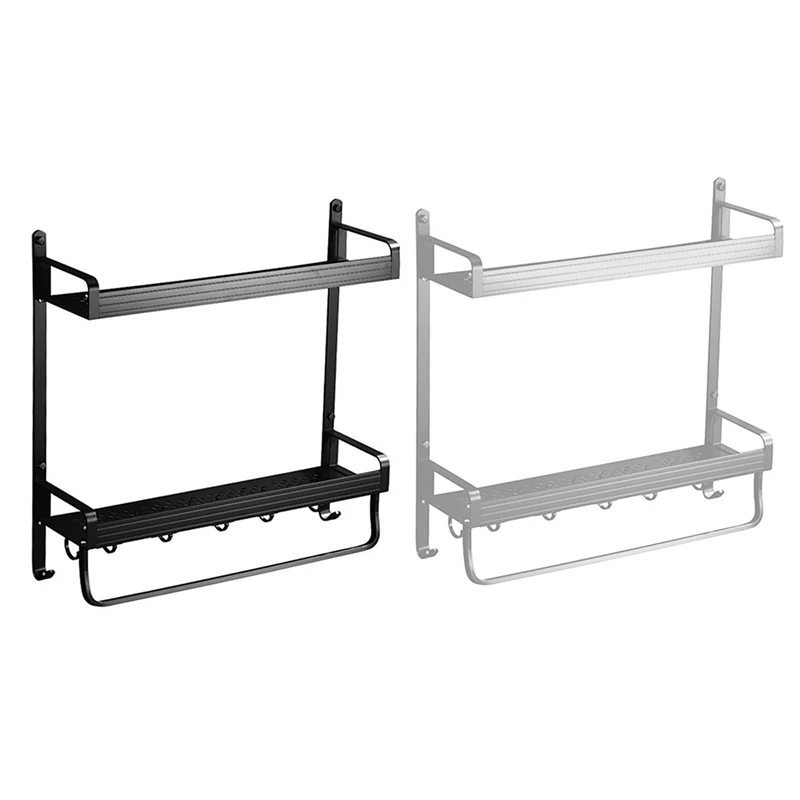 

Modern Double Layer Shower Rack Aluminum Bathroom Shower Hardware Rack Bathroom Shelves Bathroom Towel Shelf