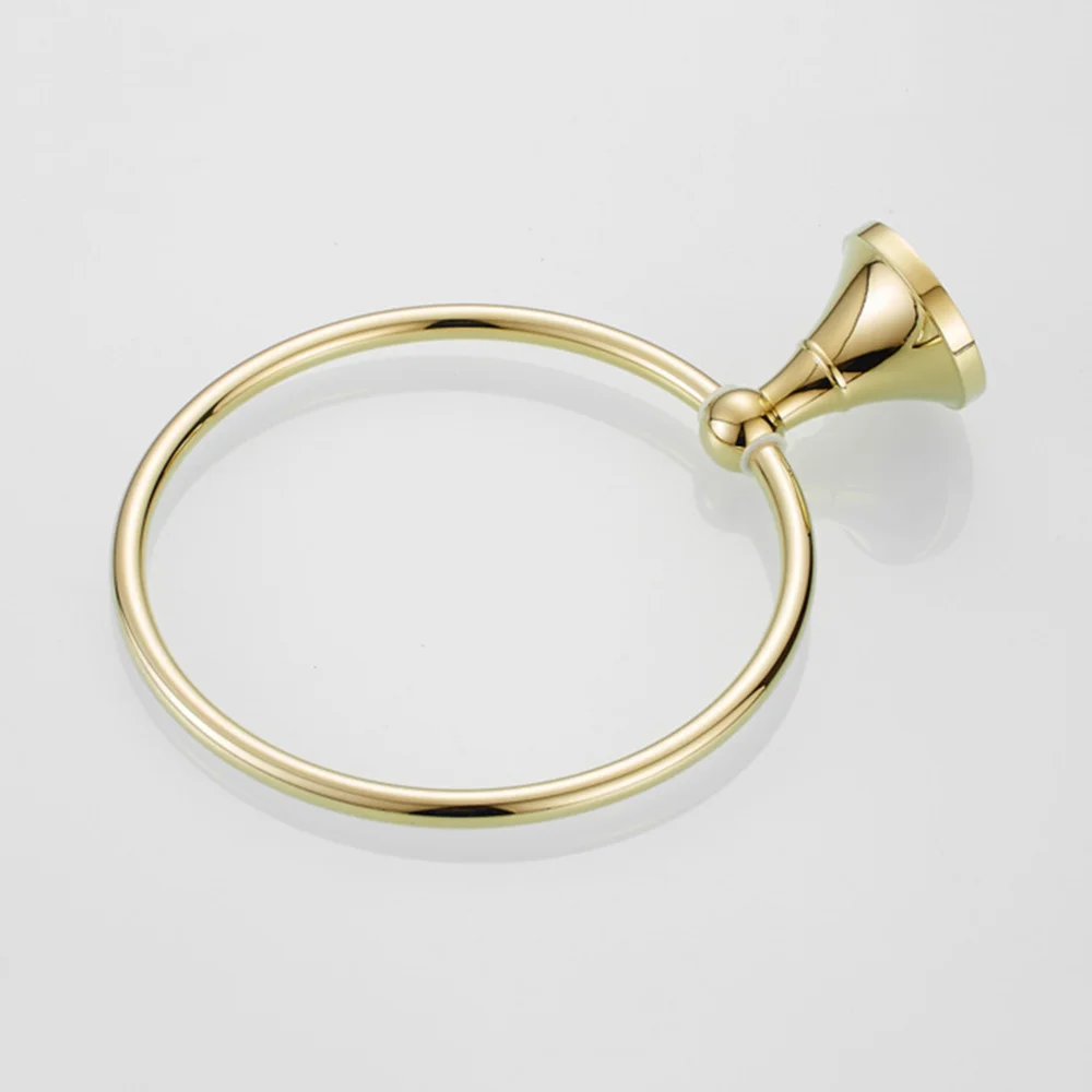 

Round Towel Ring Bathroom Gold Plated Brass Antique Brushed Old Towel Rack Hanging Towel Ring