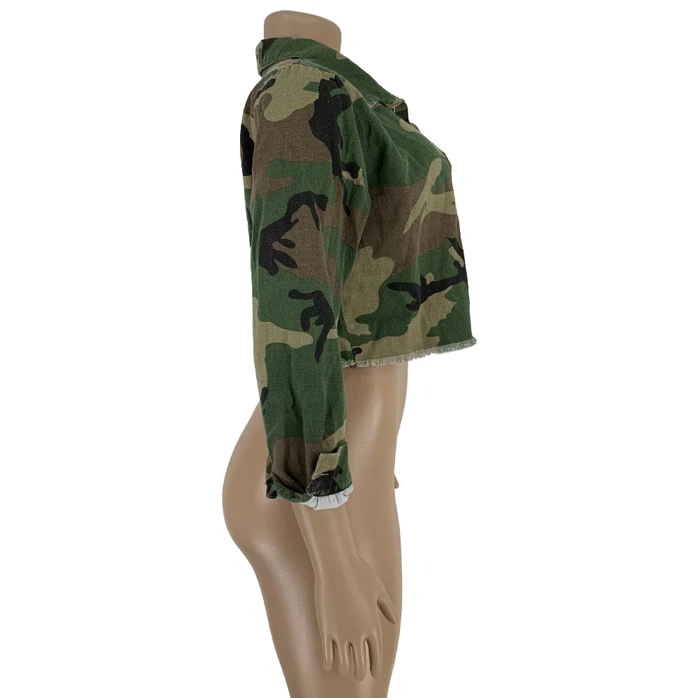 Камуфляжное пальто куртка женская верхняя одежда модная длинный рукав для