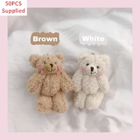 50pcs girl cute pendant plush doll bear rabbit doll bag pendant soft bud accessory key for girl keychain cute plush keychain