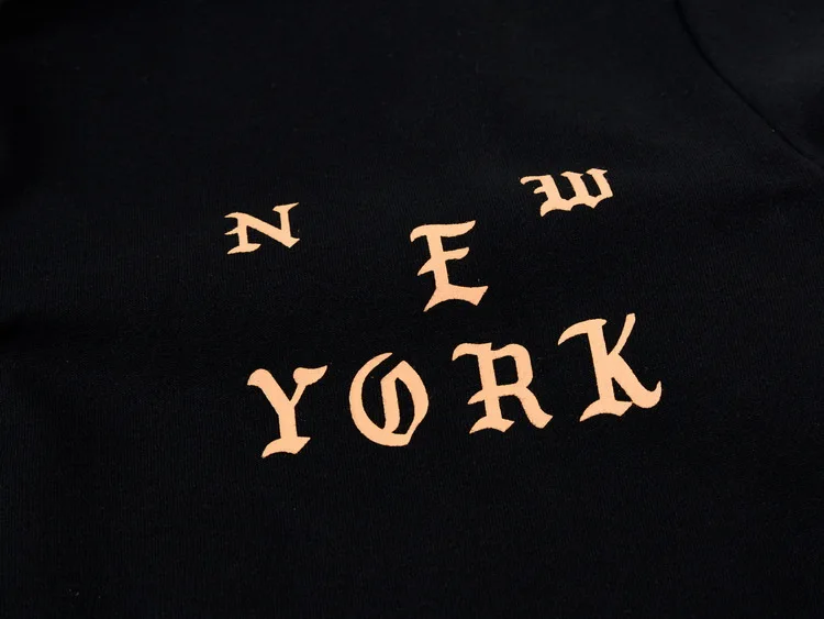 Kanye Big Talker Autumn And Winter "the Life of Pablo21 City New York Qualified Black And Golden plus Velvet Men And Women Hoodi