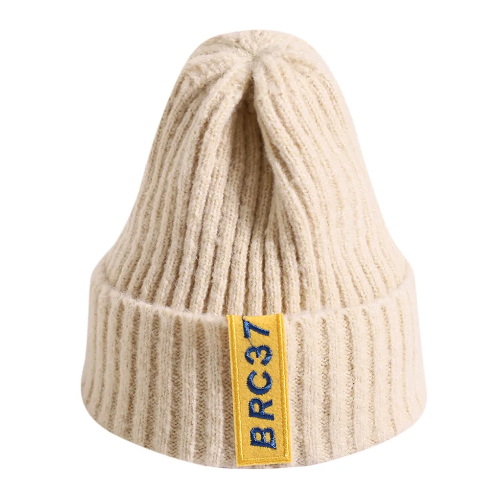 Детская вязаная шапка для мальчиков и девочек однотонная бини зимняя теплая