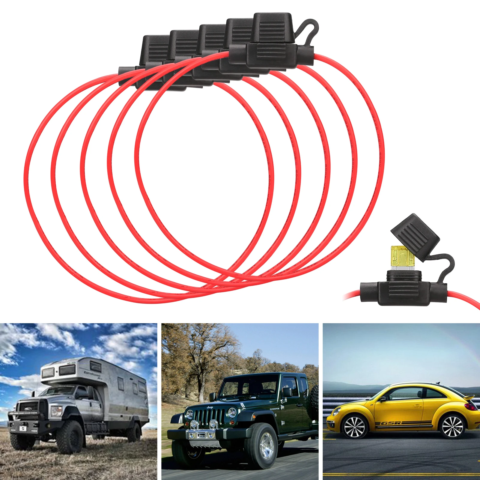 5 шт. автомобильный держатель предохранителя 12 В постоянного тока 30 А 18awg 27