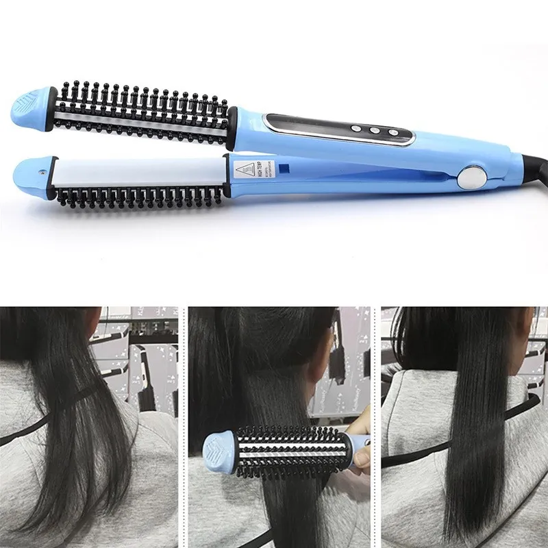 2 в 1 выпрямитель для волос Щетка антистатическая керамическая нагревательная