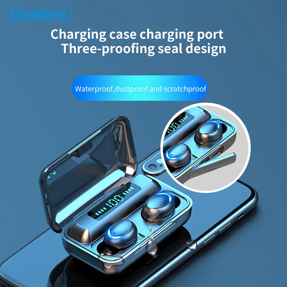 

F9-5C TWS Digital Bluetooth 5.0 Wireless 9D Stereo Sound Sports Earphones Charging Box Earbuds for Sansung Xiao mi Hua wei