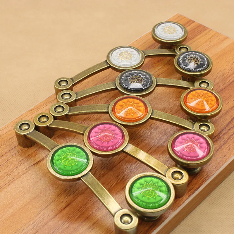 Античная Медная дверная ручка шкафа ручки ящика из цинкового сплава кристальная