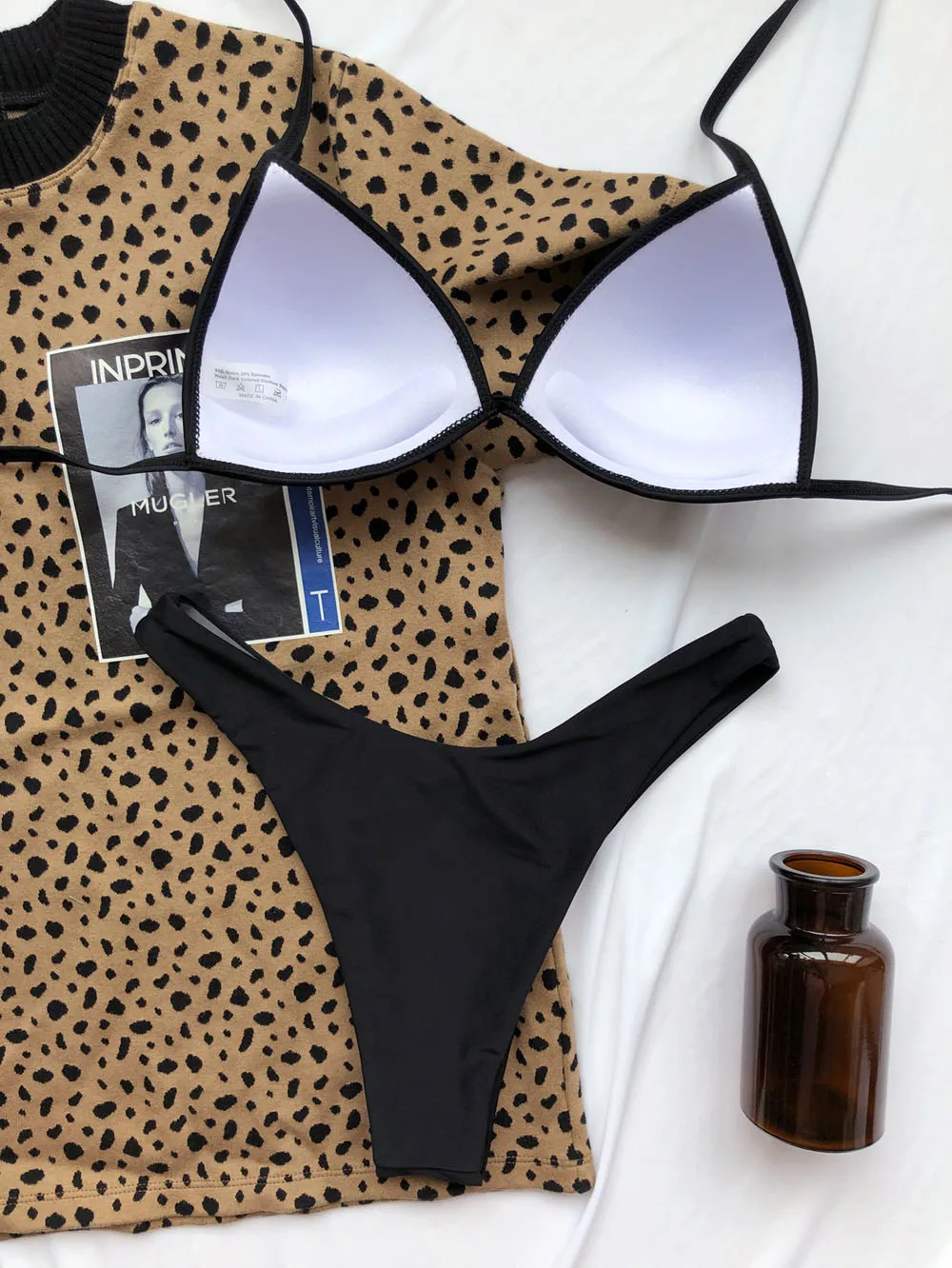 

Sexy Push Up Bikinis Women's Swimsuits Strap Halter Swimwear Thong High Leg Biquini Bathing Suits Black Beachwear 2021 New