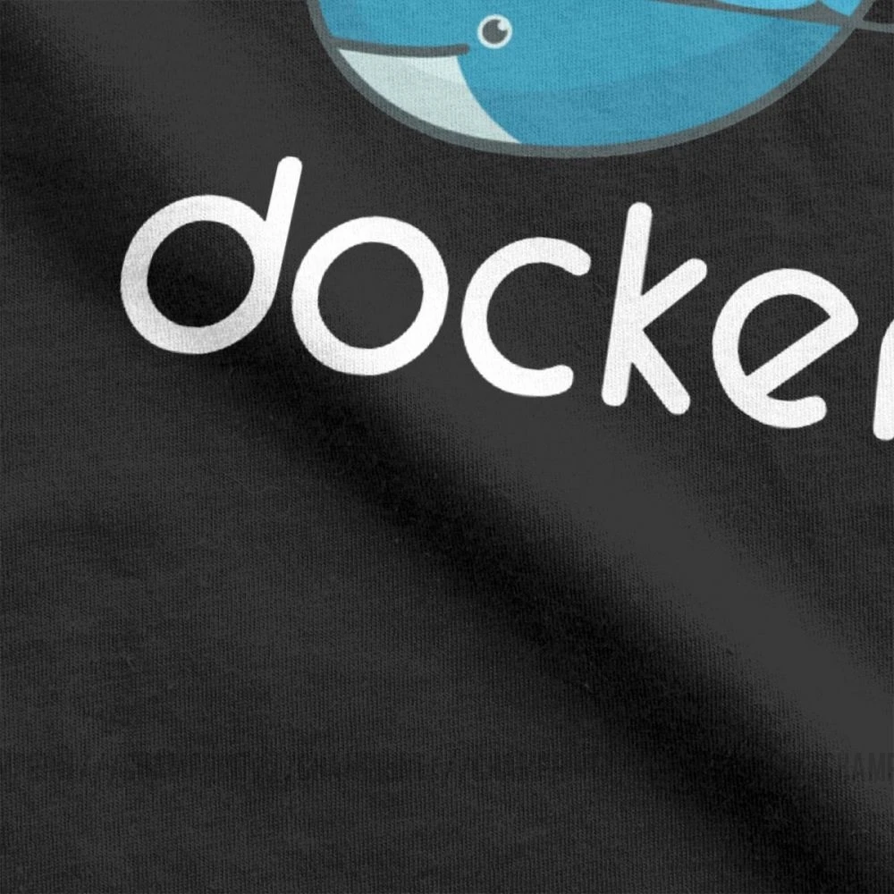 Мужская футболка с логотипом Docker, Linux, Javascript, компьютерная хлопковая одежда, Забавные футболки с коротким рукавом и круглым вырезом, графические футболки
