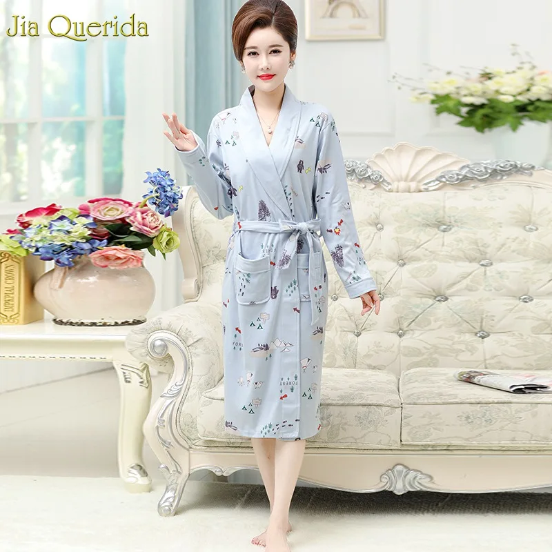 Кимоно Новое поступление халат для женщин осенняя ночная рубашка хлопковый