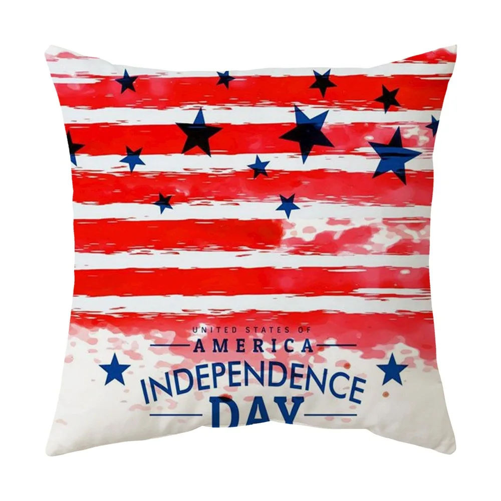 

1Pc American Happy Independence Day Cushion Cover Sofa Pillow Cover Home Living Room Decoration Car Throw Pillow Cover Decors