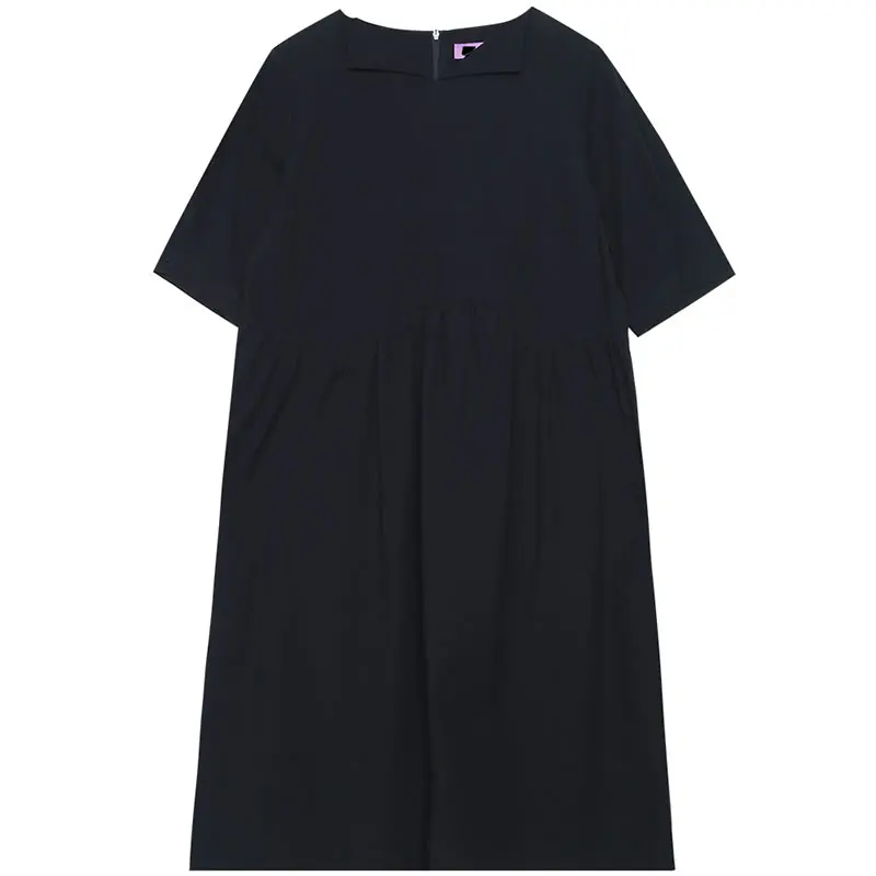 

XITAO Pleated Dress Fashion New Women Vintage Small Fresh Casual Style 2021 Spring Autumn Minority Loose Pullover Dress ZY5036