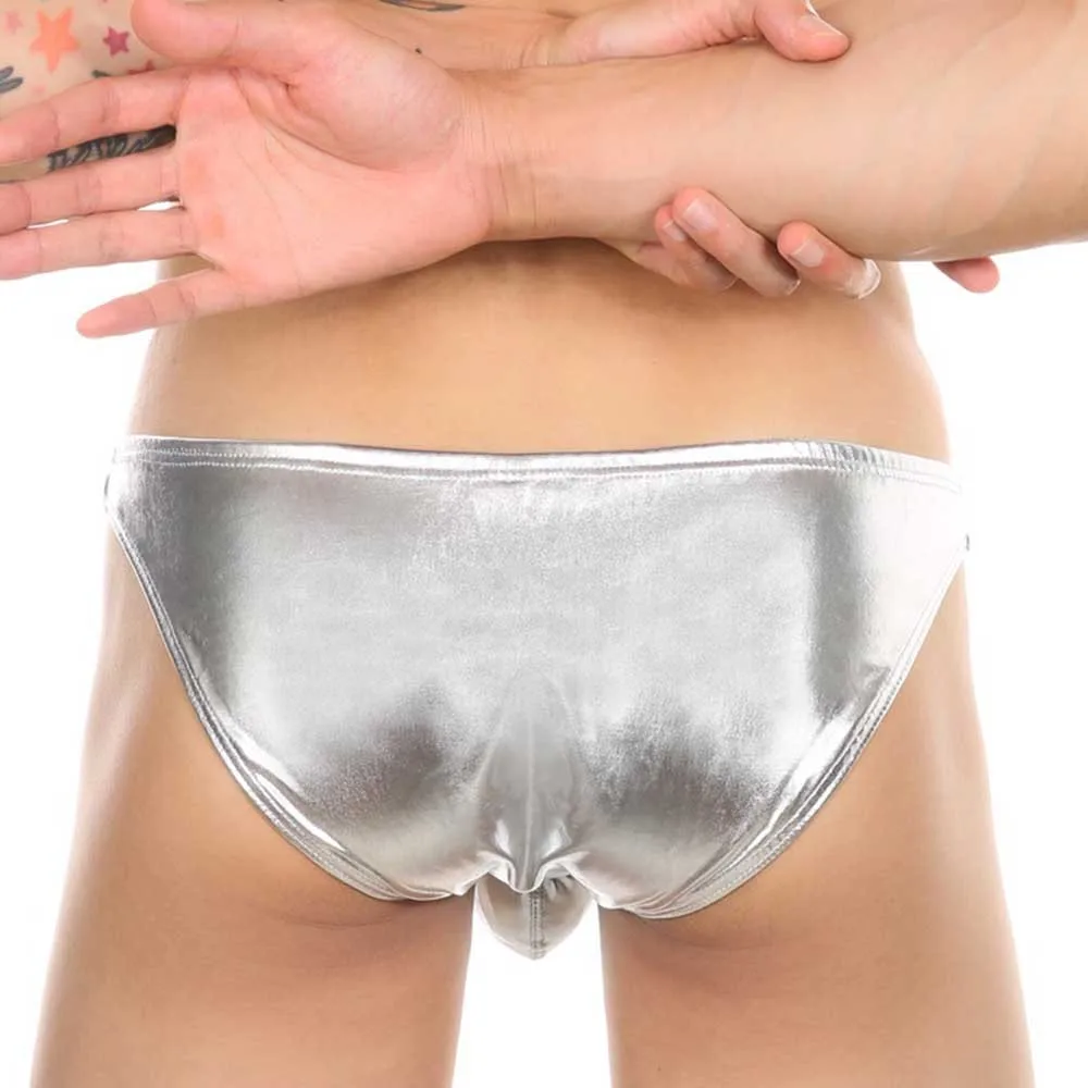 Стринги мужские из искусственной кожи пикантное бикини с U-образным мешочком для