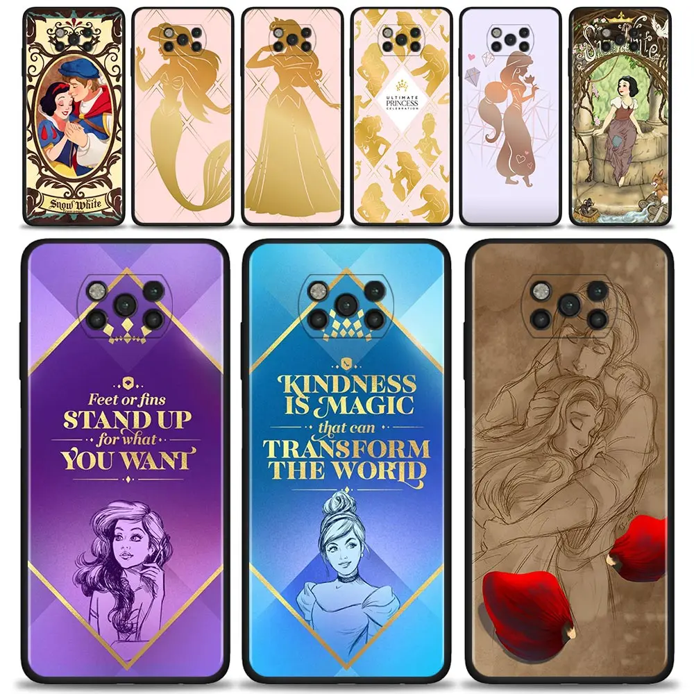 

Disney Princess For Xiaomi POCO X3 NFC F3 GT M3 M4 Pro 5G Black Bumper Soft TPU Fundas Silicone Capa