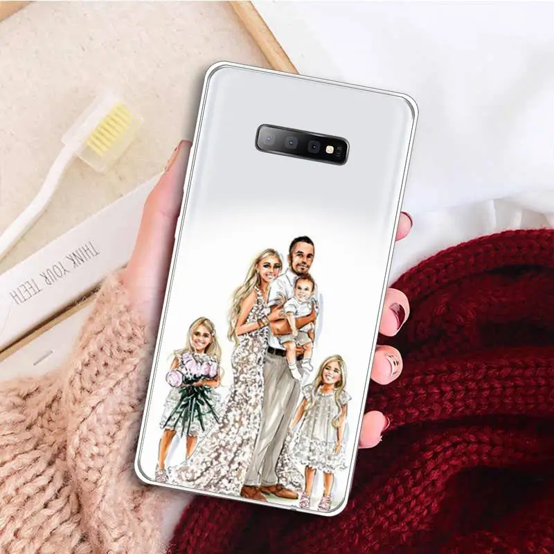

Warm father mother baby family Phone Case Transparent for samsung A 21s 50 71 S 8 9 20 20fe note 10 20 ultra plus