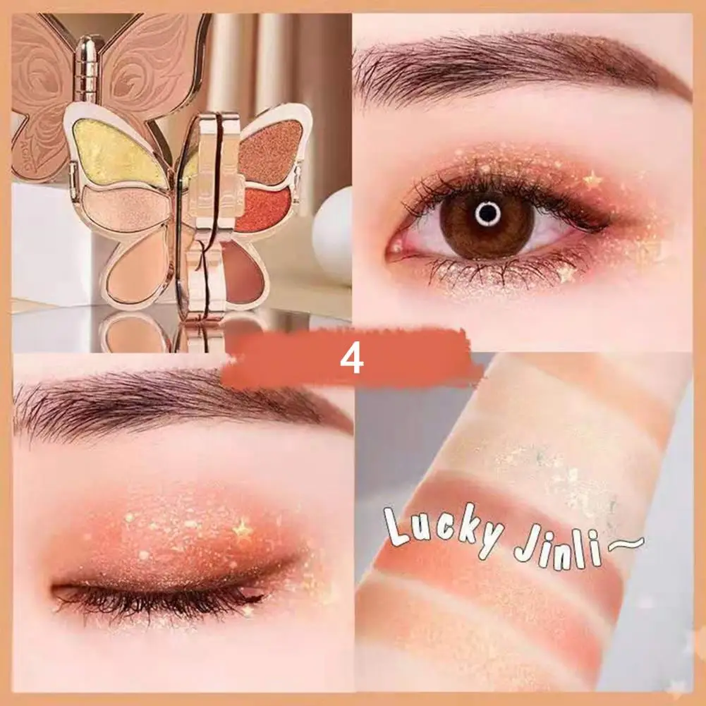 Палитра теней для век 6 цветов в форме бабочки lucky Koi Pearl водостойкая матовая