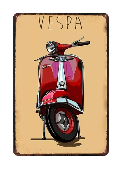 Металлические винтажные оловянные знаки I love Vespa для скутера потертый шик