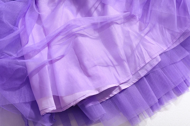 

[EAM] High Elastic Waist Purple Mesh Pleated Long Holiday Half-body Skirt Women Fashion Tide New Spring Autumn 2021 1DD9254