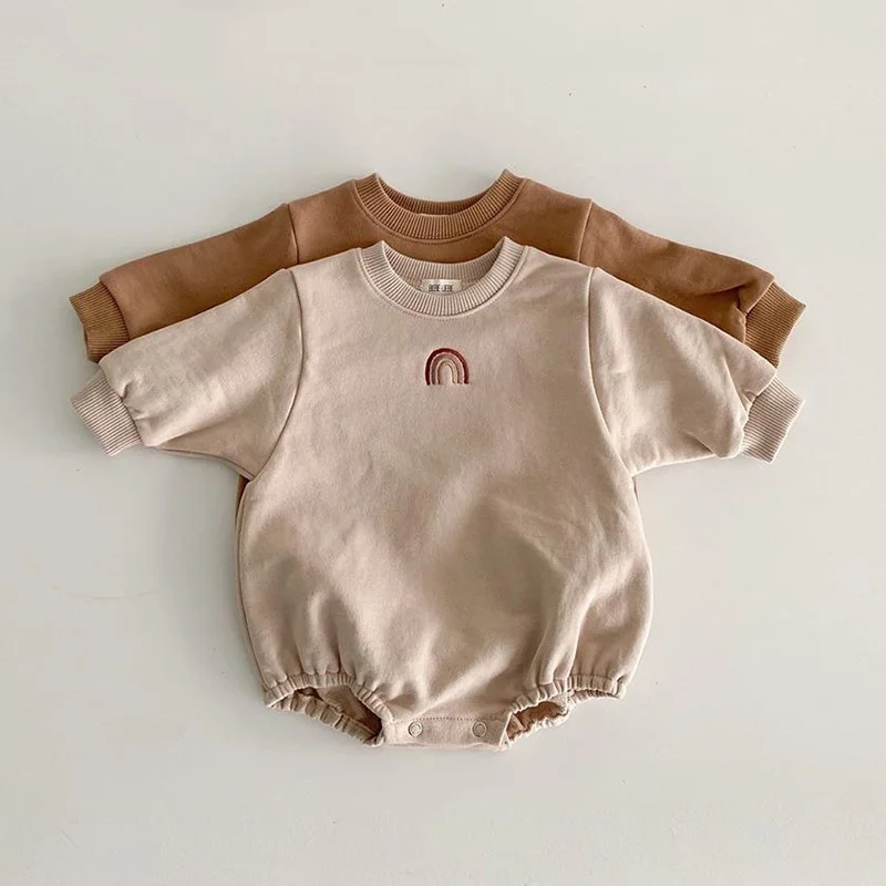 

Autumn Newborn Baby Boys Girls Romper Embroidery Rainbow Body Suit Cotton Long Sleeve Baby Jumpsuit Cute Lovely Baby Clothing