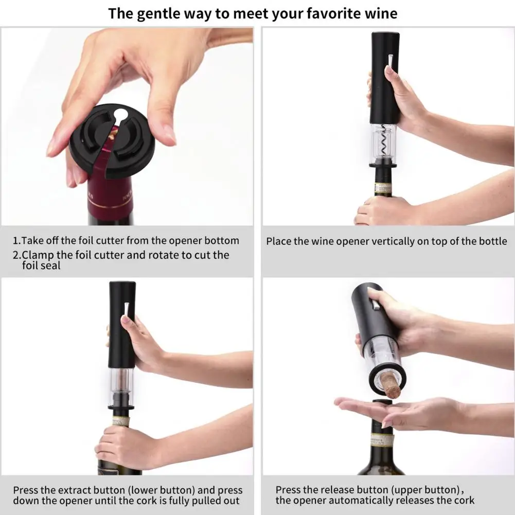 Bottle Tool Safe Practical Black Electric Opener for Red Wine Foil Cutter Openers Jar Kitchen | Дом и сад