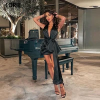 lorie sexy halter short evening dresses 2022 black with bow cocktail party robe de soir%c3%a9e femme wedding guest dress prom gowns