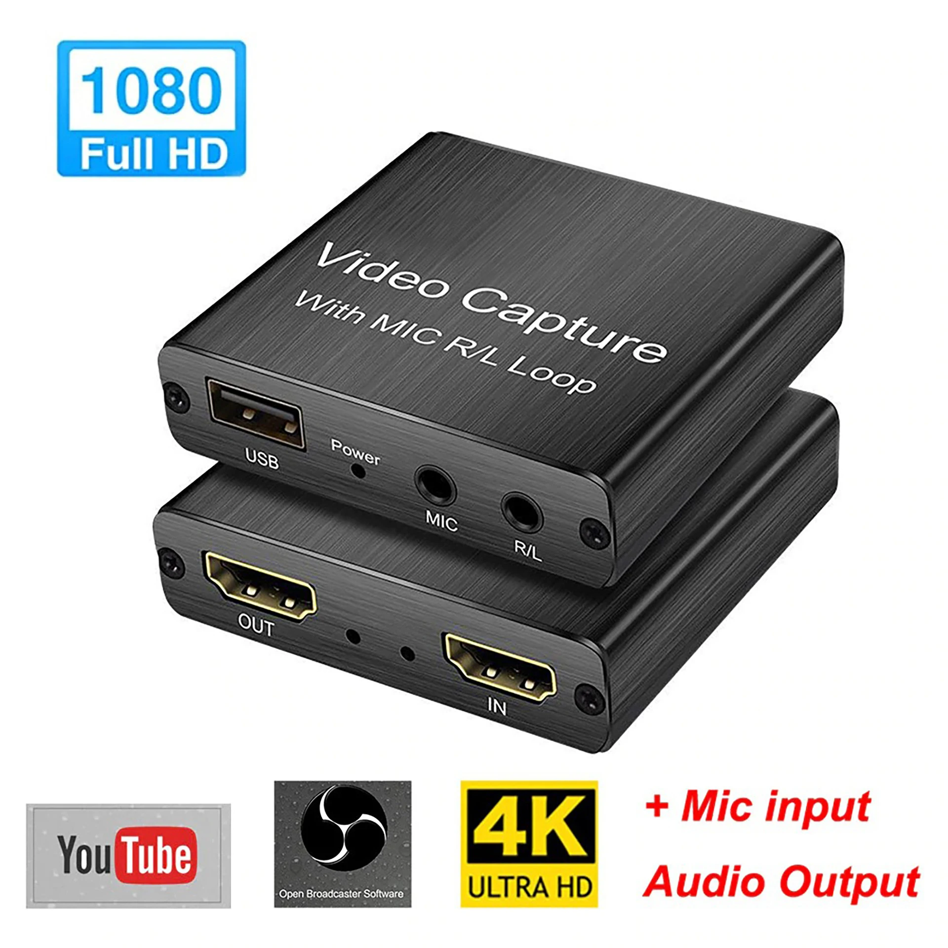 

Карта видеозахвата, совместимая с USB 2,0 и HDMI, HD 4K 1080P