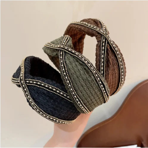 

Retro hairbands women autumn and winter thickened wide-brimmed hair accessories simple headbands