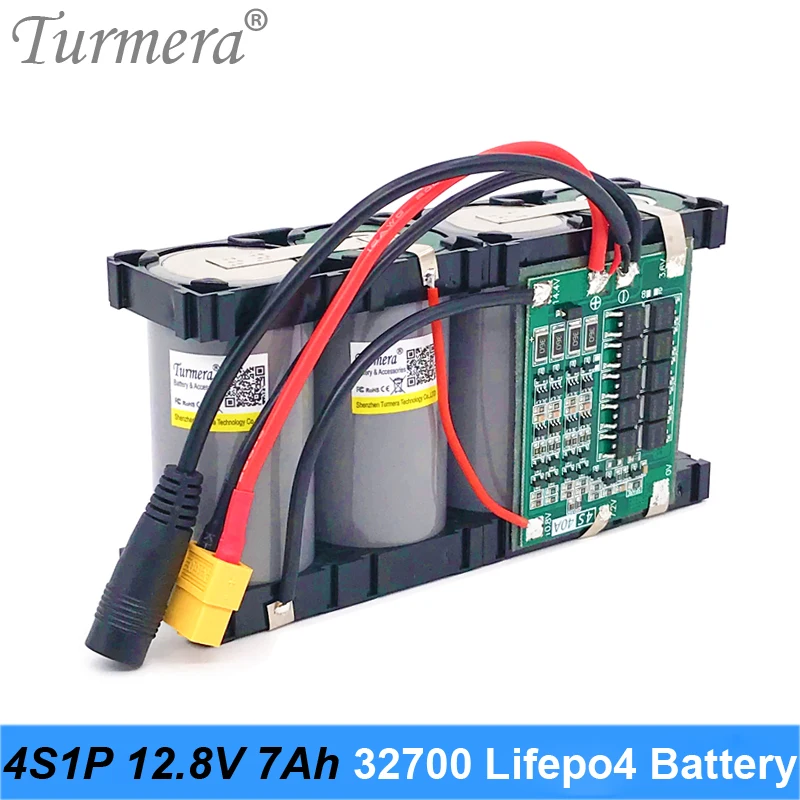 

Аккумулятор Turmera 32700 Lifepo4 4S1P 12,8 В 7 а/ч со сбалансированным BMS для электролодки и бесперебойного питания 12 В