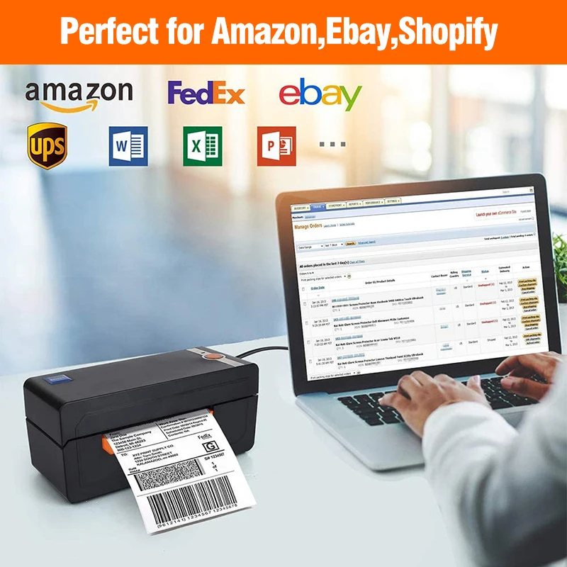 4 дюймовый Термопринтер для печати этикеток на штрих кодах USB Bluetooth 150 мм/секция