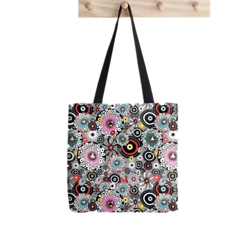 

Women Shopper bag abstract pattern Printed Kawaii Bag Harajuku Shopping Canvas Shopper Bag girl handbag Tote Shoulder Lady Bag