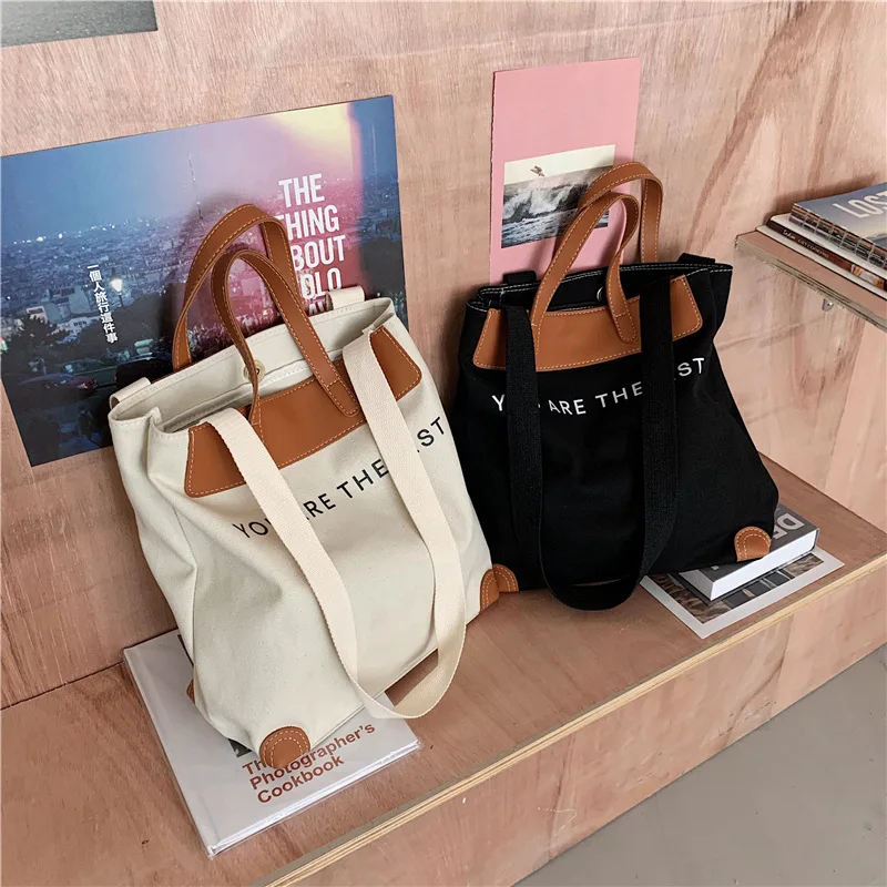 

Fashion Canvas Women Handbags Designer Letters Shoulder Crossbody Bags Female Large Capacity Totes Leather Patchwork Shopper Bag