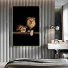Картина на холсте с Африканским львом и львом в темноте, Настенная картина с дикими животными, современный постер для украшения гостиной