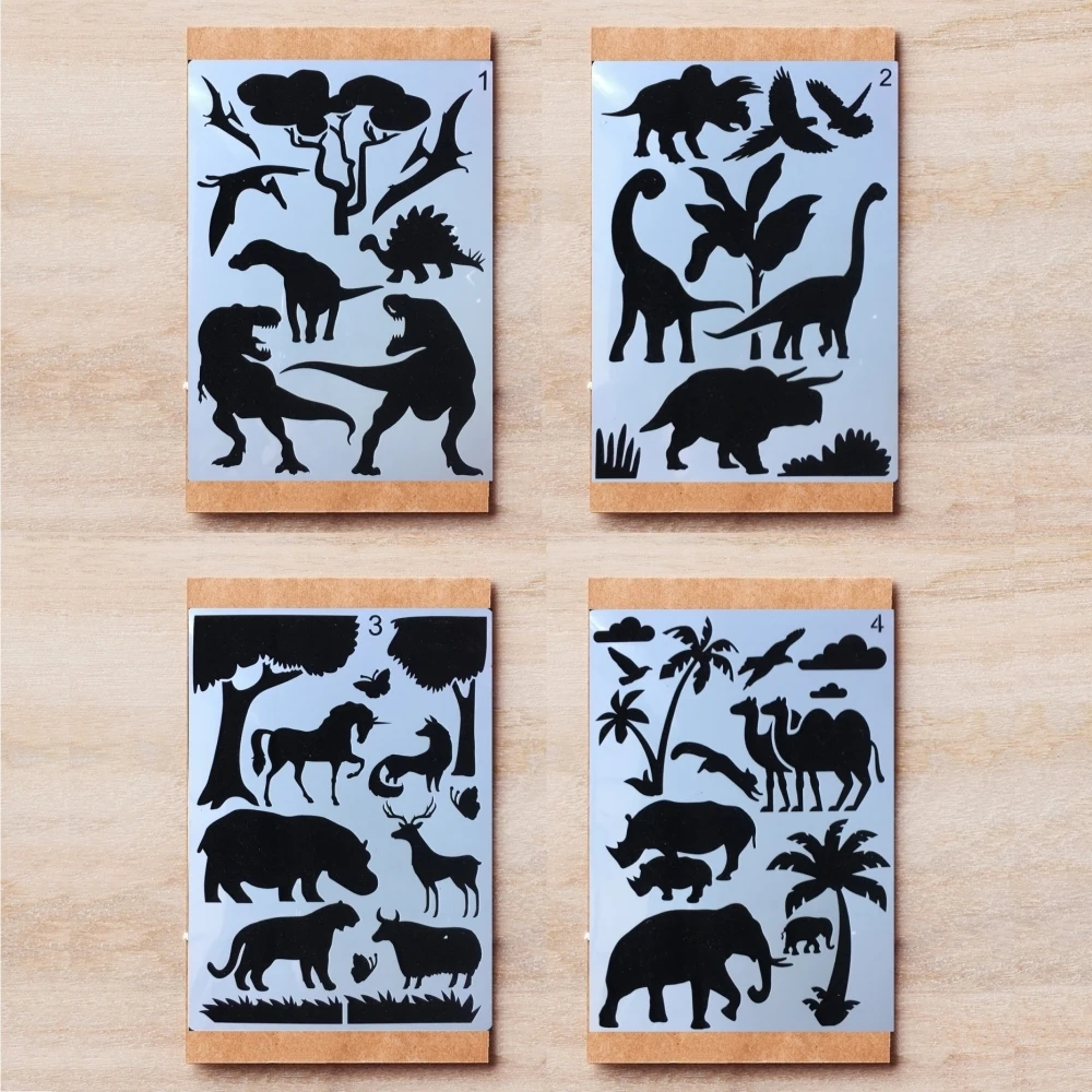 

4Pcs/Lot A4 29cm Dinosaur Camel Animals DIY Layering Stencils Painting Scrapbook Coloring Embossing Album Decorative Template