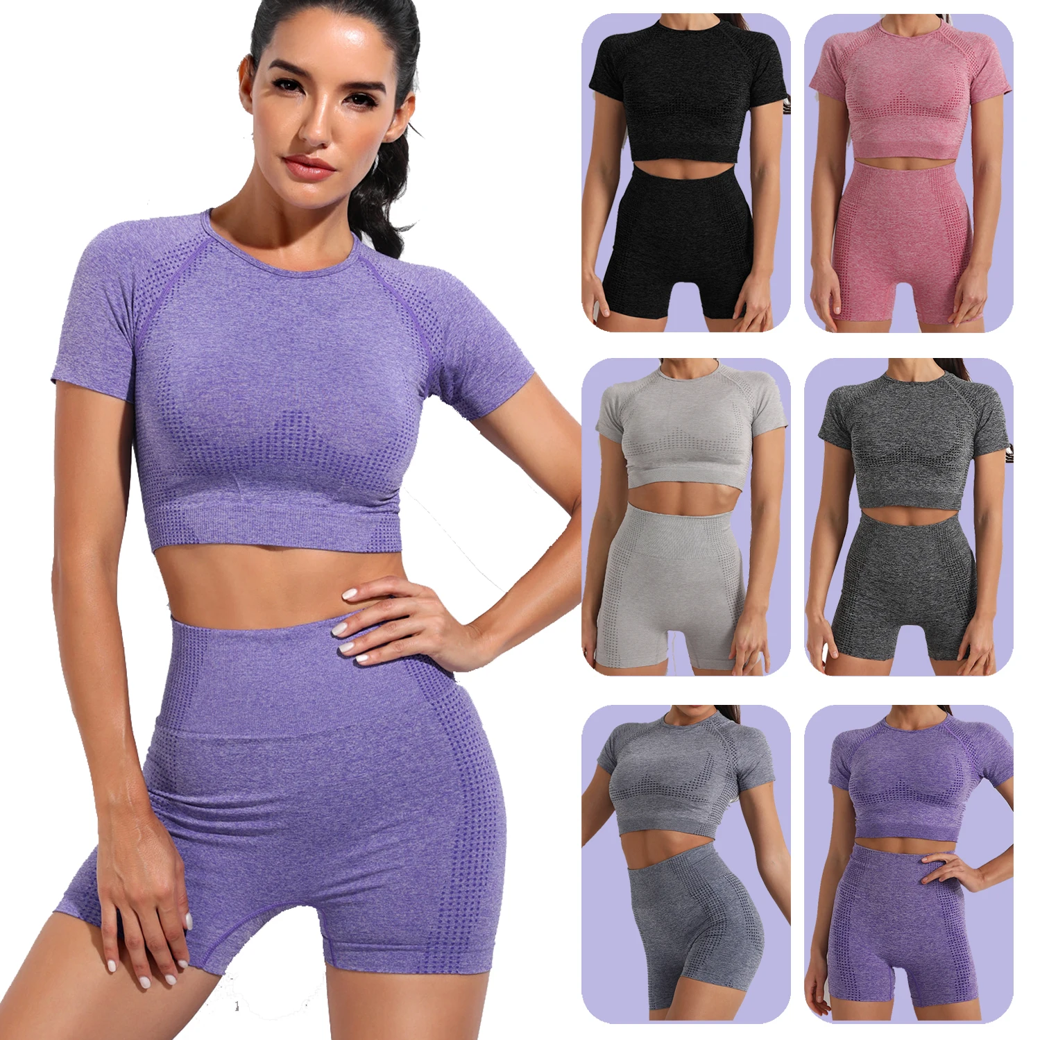 

Gym Set Women Sportwear Yoga Set Suit For Fitness Sport Outfit For Woman Seamless Leggings Sports Shorts Top Workout Clothing