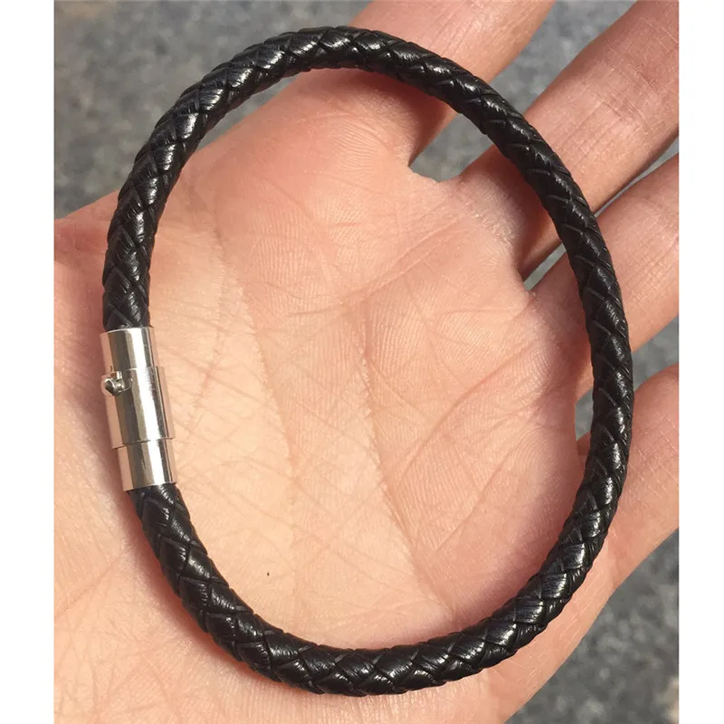 

Vintage Bracelet Fashion Casual Black Braided Leather Rope Magnet Buckle Couple Creative Men&Women Jewelry Gift