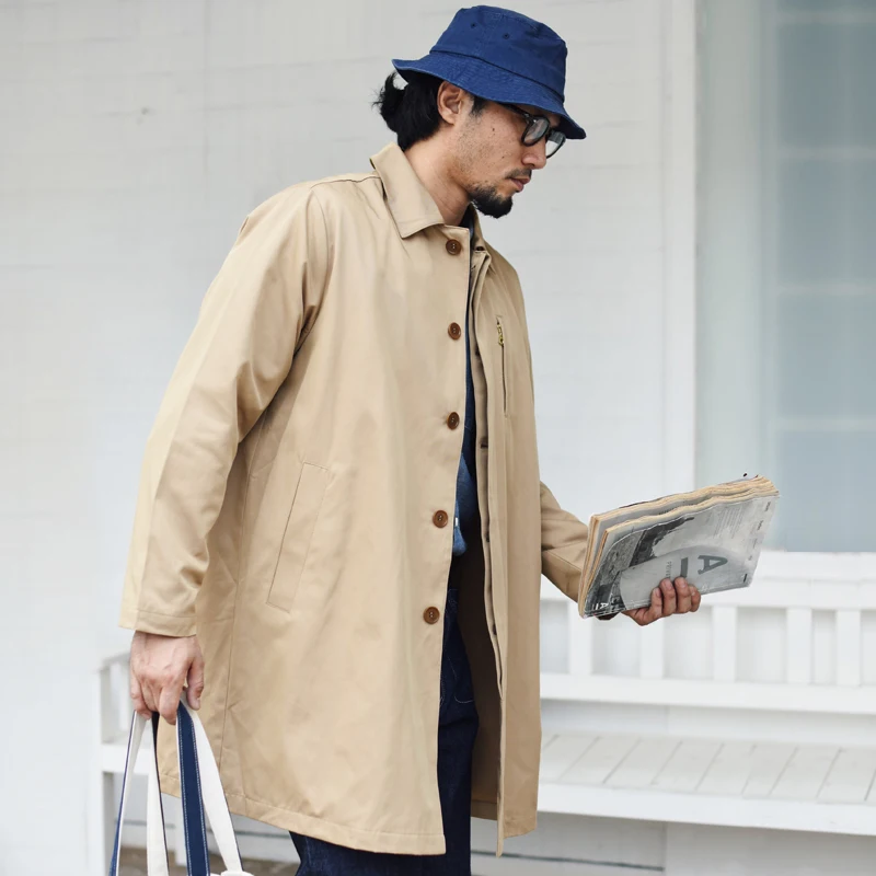 

saucezhan Trench Coat Men 2020 New Men's Trench Coat Men's Long Lapel Windbreakers waterproof Work jacket Motorcycle jacket